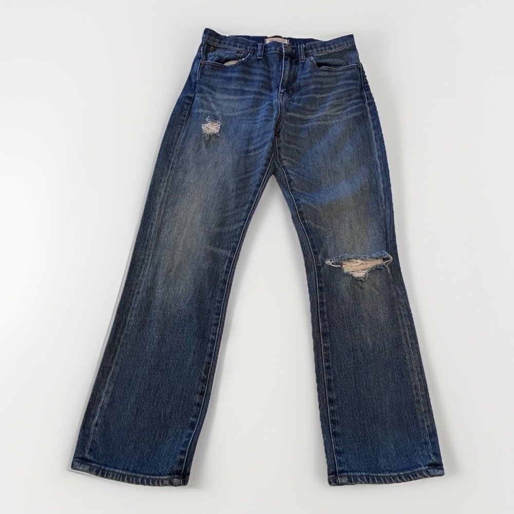 Madewell Classic Straight Crop Jeans Womens Size 27, Medium Wash‎ Distressed